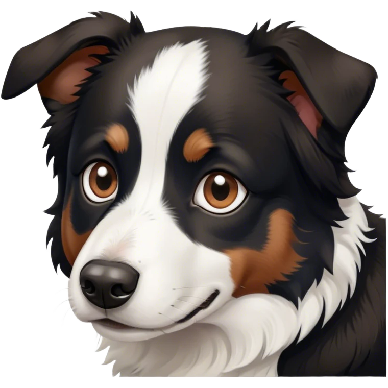 Short haired border collie dog with brown and blue eyes emoji