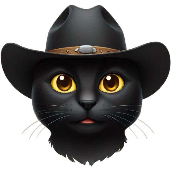 Black cat face with cowboy hat emoji