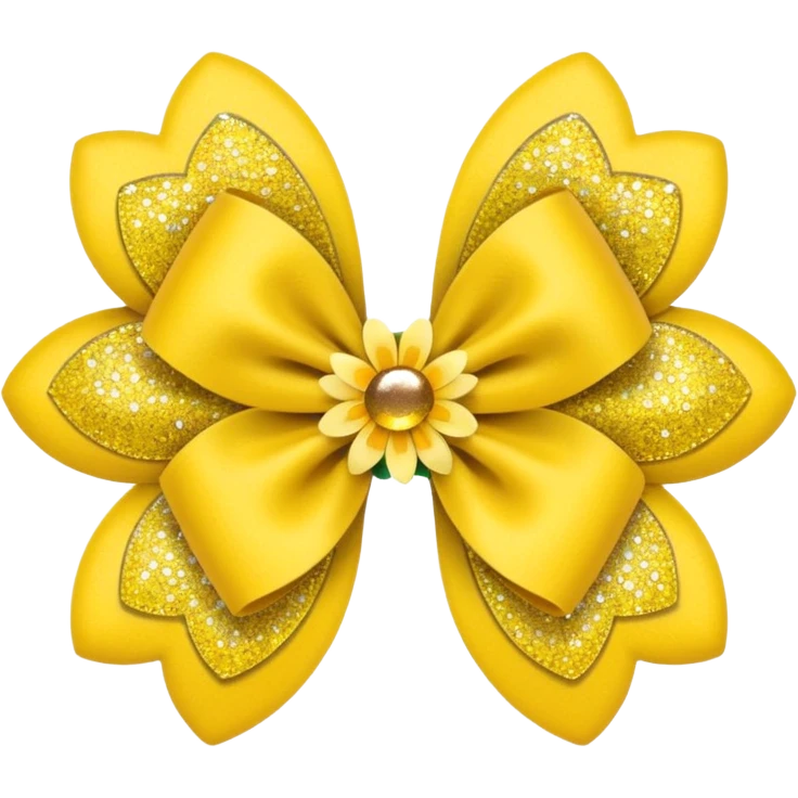 yellow flower bow with glitter emoji