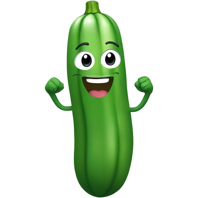 happy cucumber with hands up emoji