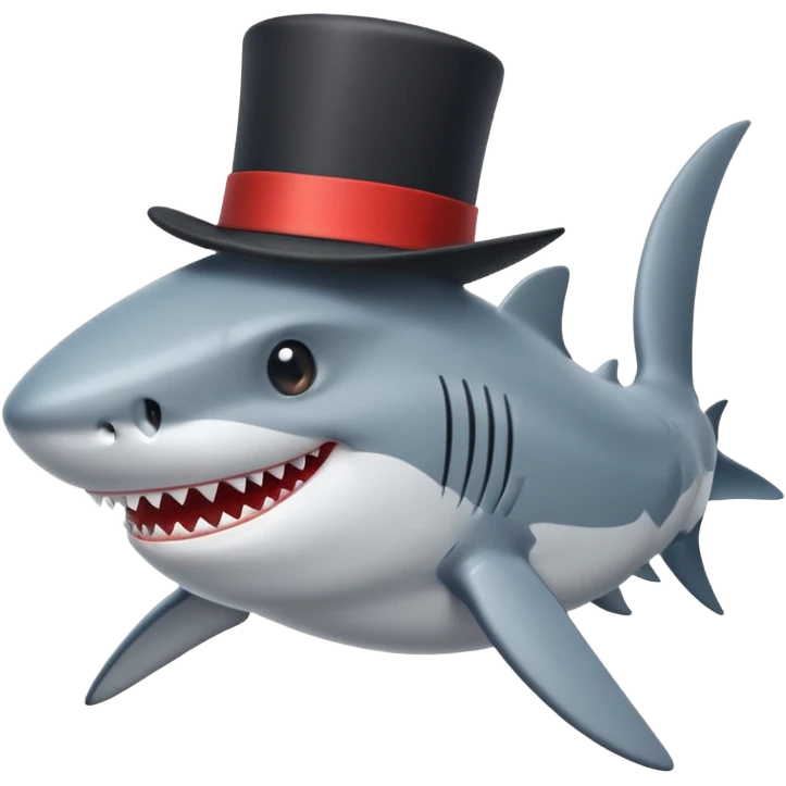Shark with a top hat emoji