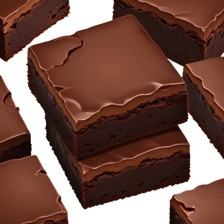 Cinematic Realistic Brownies, rich and dense with a deep chocolate hue, slightly cracked on top revealing the fudgy center, soft light reflecting off the warm surface, a few crumbs scattered around, glowing with an indulgent and comforting texture. emoji