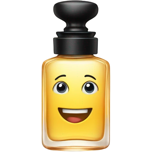 smiling perfume with black cap emoji