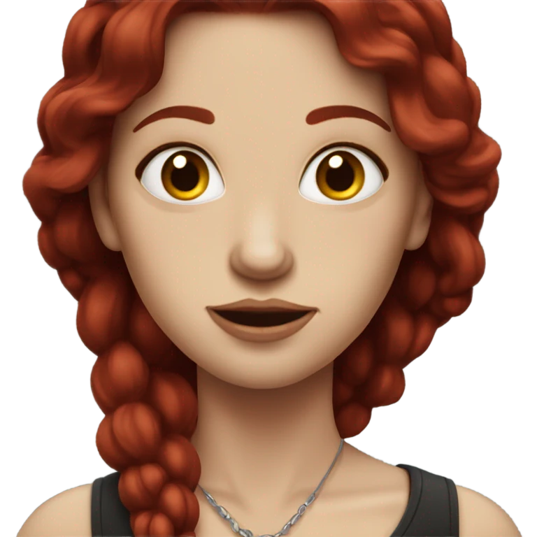White Lady with dark red hair with piercings  emoji