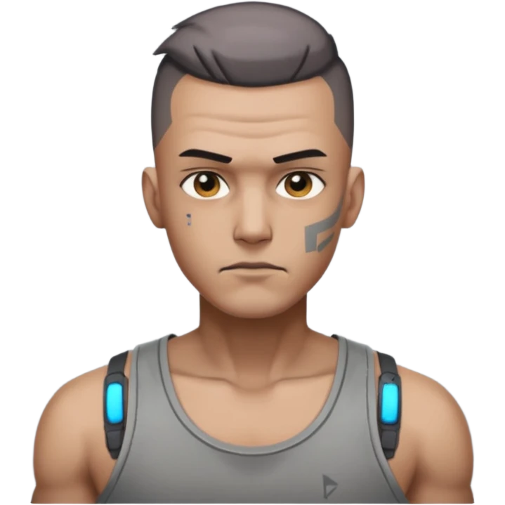 cyberpunk shaved man worn tank top emoji