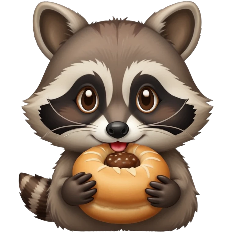 Happy raccoon eats a bun emoji