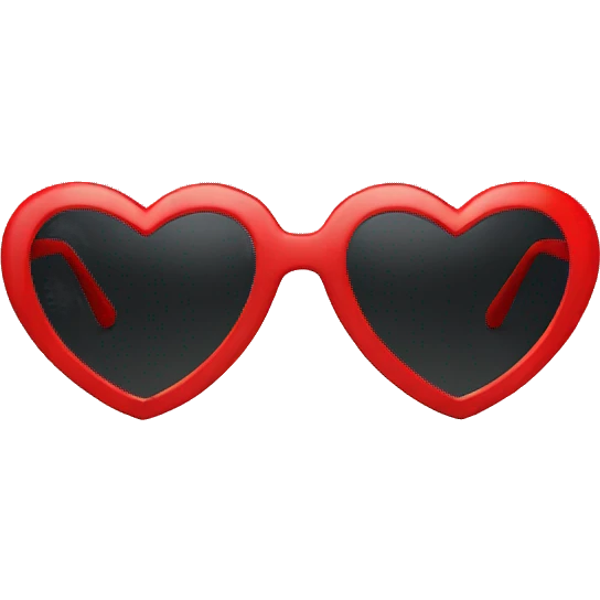 Red heart shaped sunglasses with black lens emoji