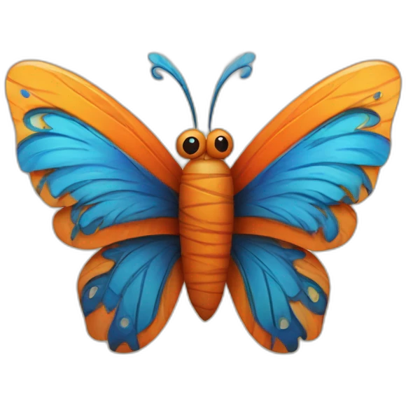 Tiki with colors blue and orange-butterfly-tornado-fun-love emoji