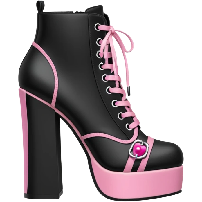 BLACKPINK-inspired gothic shoes, no hearts, black and pink, cute  emoji