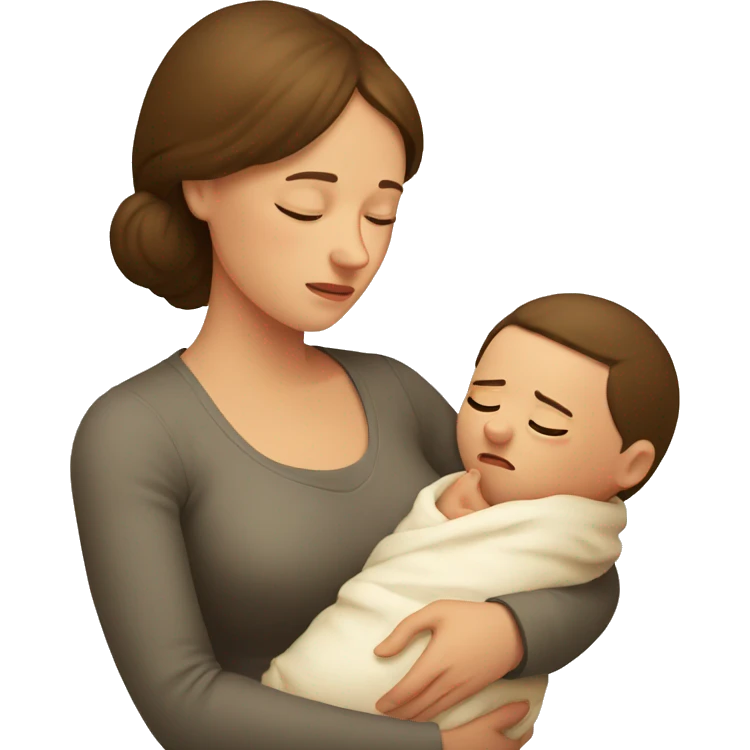 European sad mother with newborn emoji