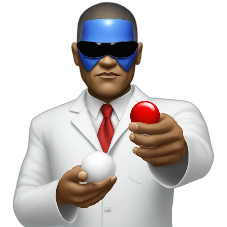 Morpheus, Lawrence fishburne from the matrix, holding red and blue pill emoji
