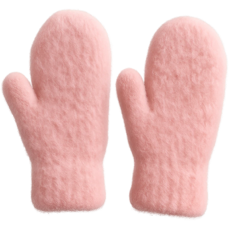 pink wool mittens, soft and fluffy emoji