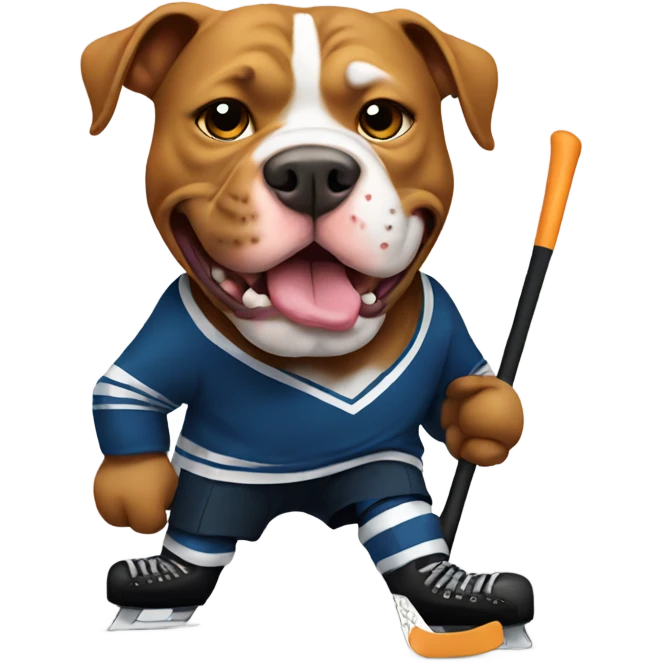 Pitbull playing hockey  emoji