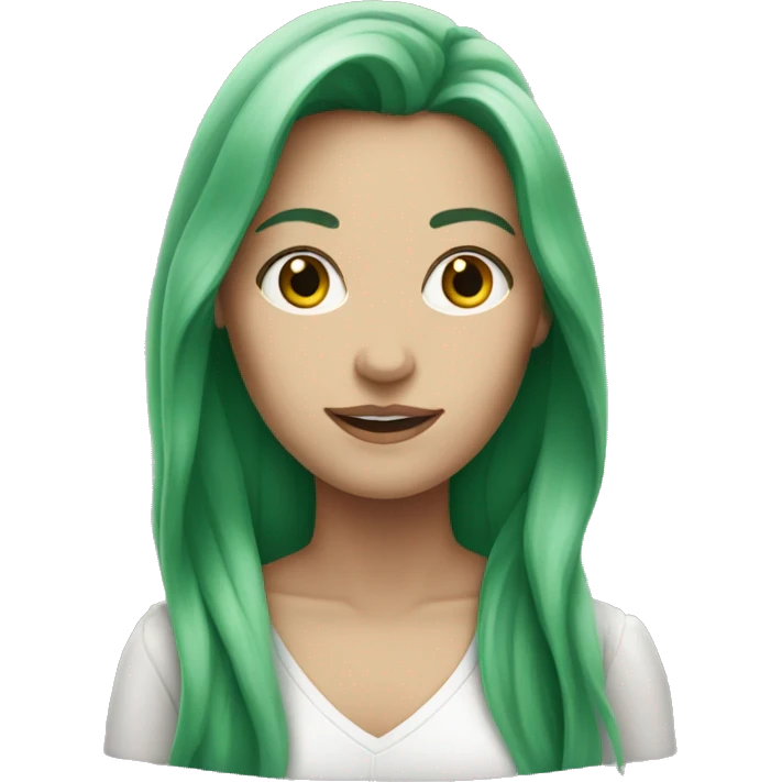 White woman with green long hair  emoji