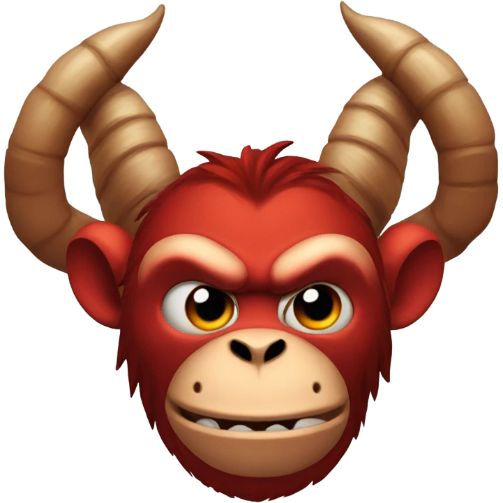 Evil red monkey with goat horns emoji