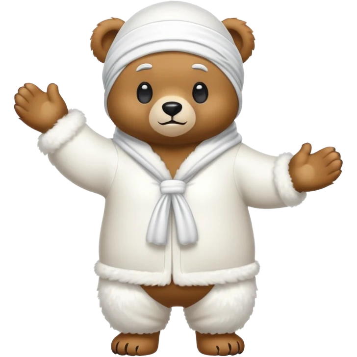 Full-length cartoon bear with white durag, standing on two legs, emoji style emoji