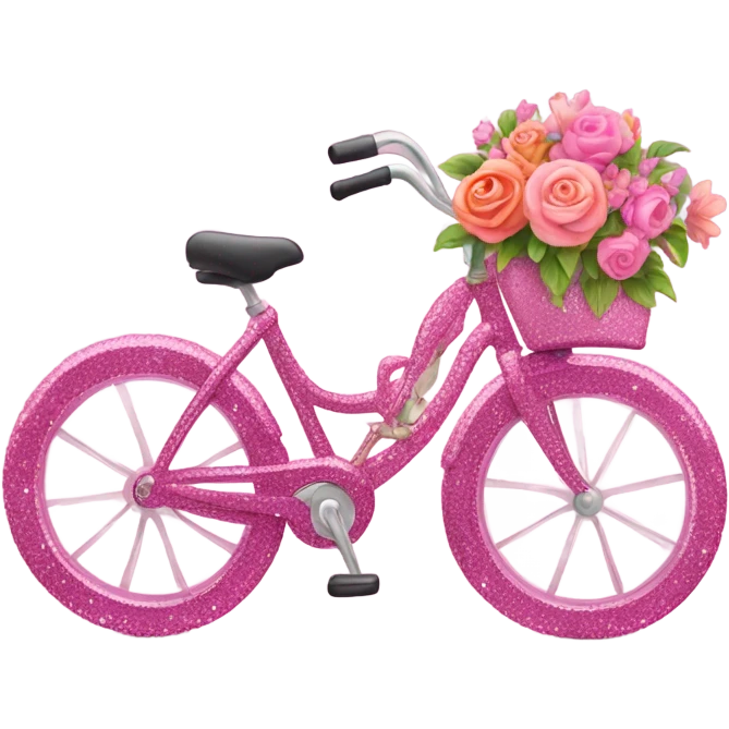Pink glitter bike with flowers  emoji