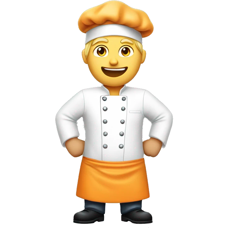male blond chef that is using a light orange apron. Dont show arms. with a chef hat. emoji