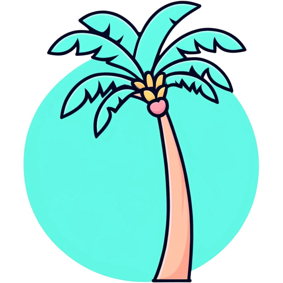palm tree with pastel peach trunk and pastel aqua leaves emoji