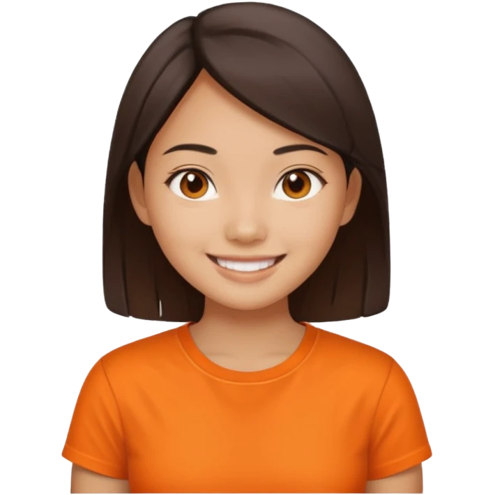 asian girl with orange shirt emoji