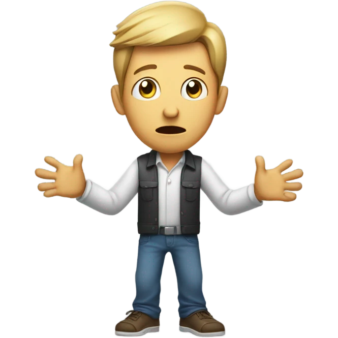 Person raising shoulders and arms and hands  asking why emoji