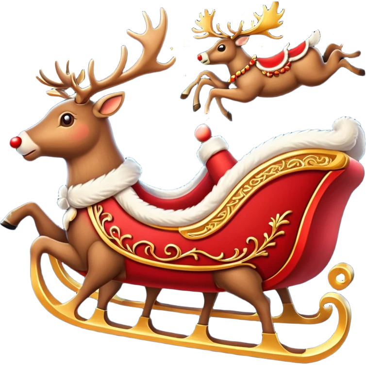 santa's sleigh with reindeer in flight emoji