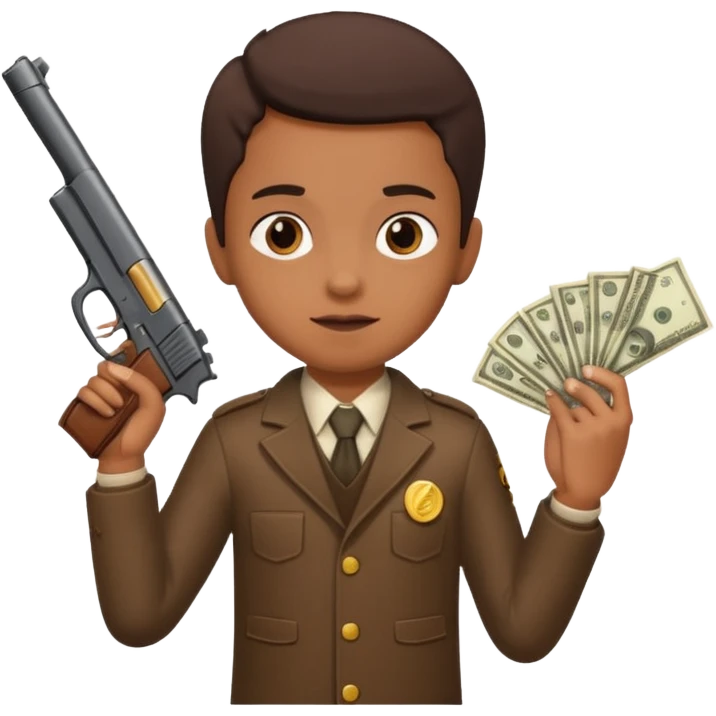 A brown kid holding a gun with money emoji