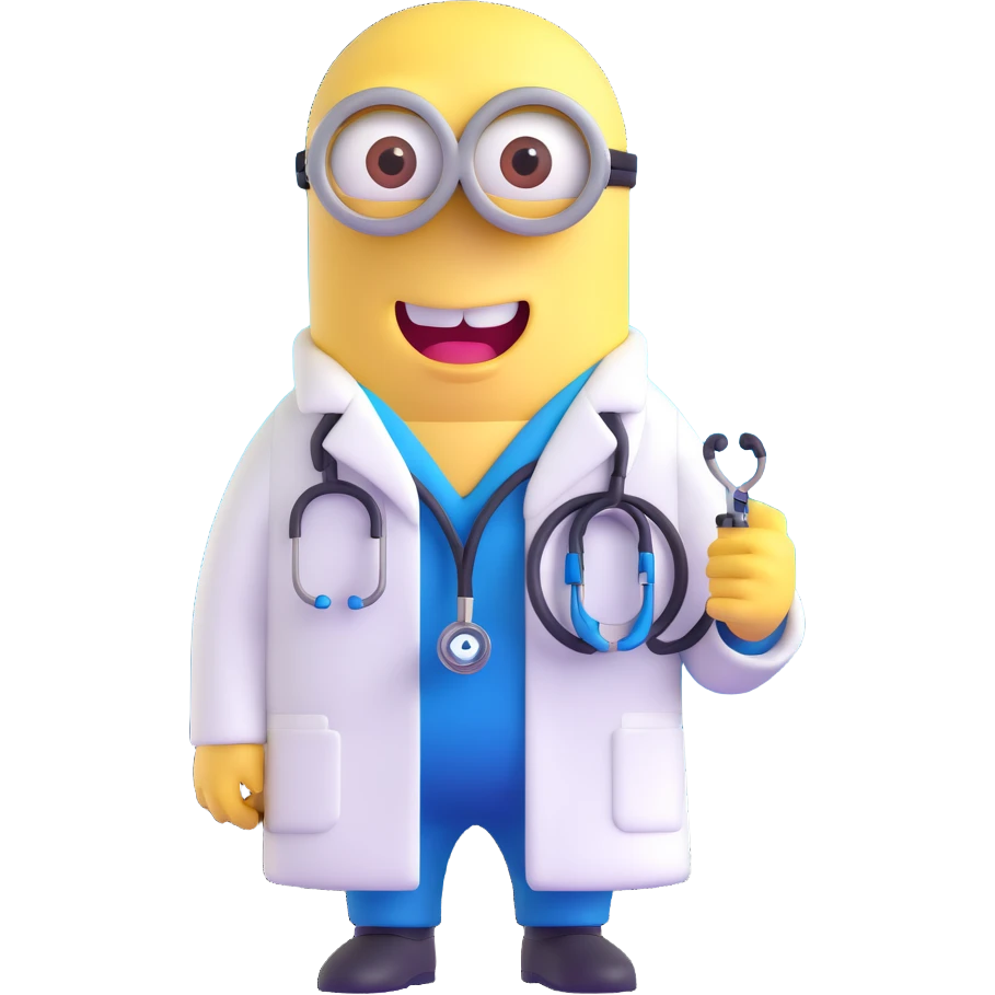 yellow minion character as a doctor with stethoscope emoji