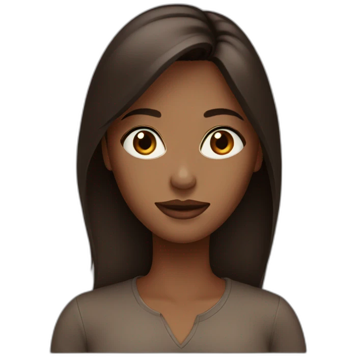 Blue eyes long dark brown woman emoji
