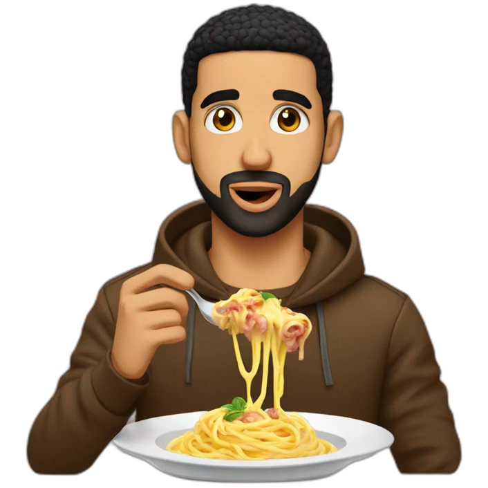 drake eating carbonara passionately emoji