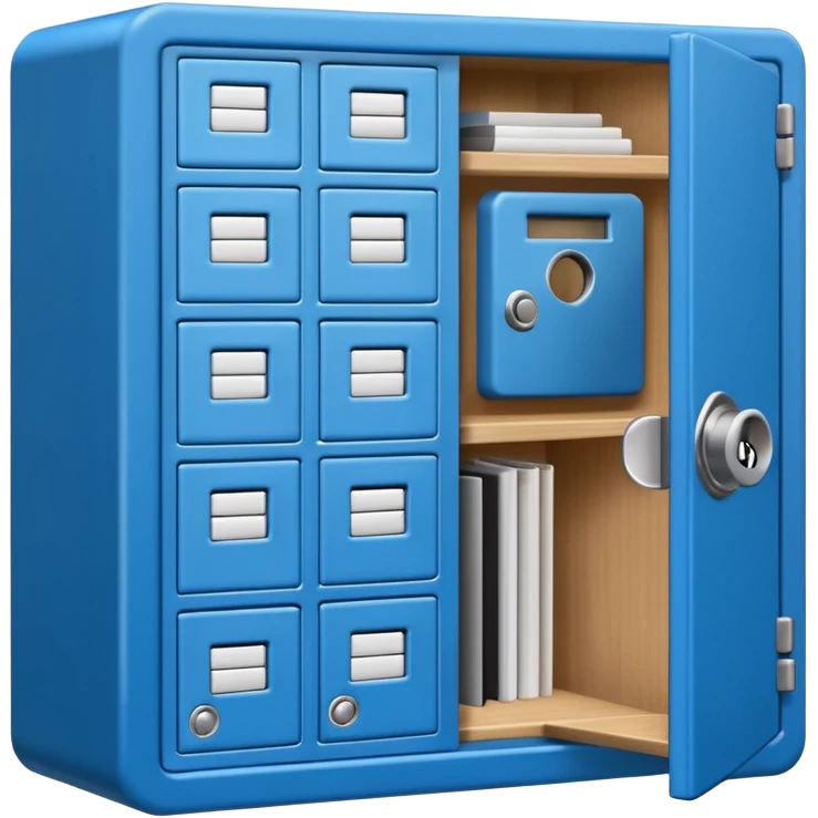 rectangle locker wooden keypad with a blue small screen emoji
