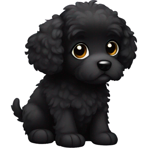 Small black fluffy puppy with round floppy ears emoji