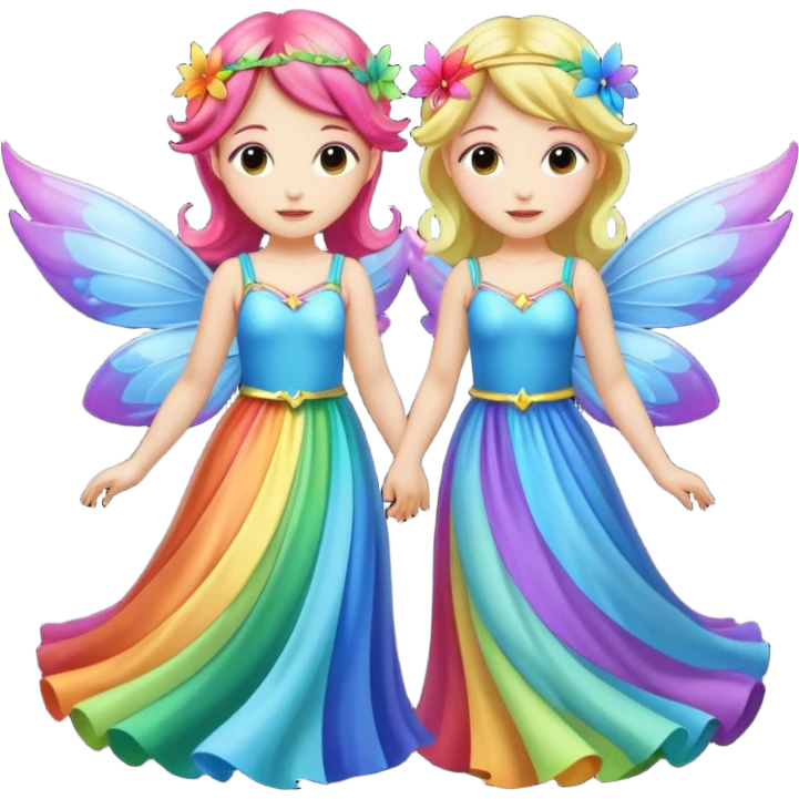 Two Fairy Sisters with Rainbow Wings emoji