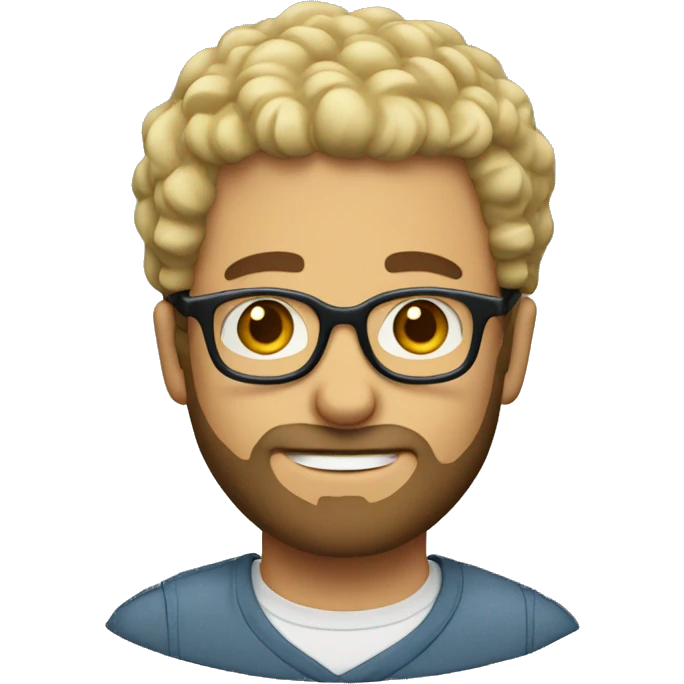 Short blonde curly hair guy with glasses and beard emoji