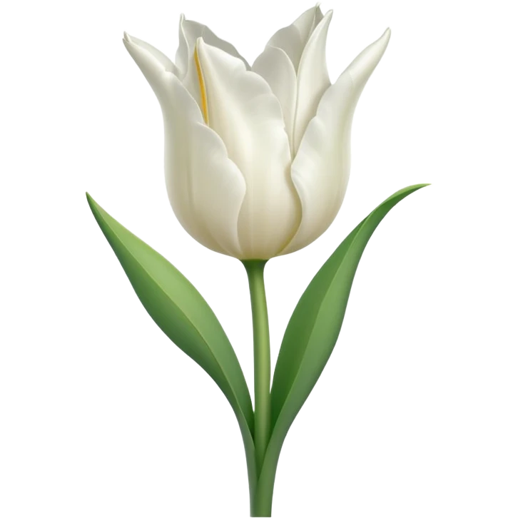 white tulip with green stem, no text emoji