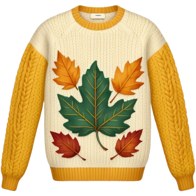 cream sweater with a leaf on it emoji