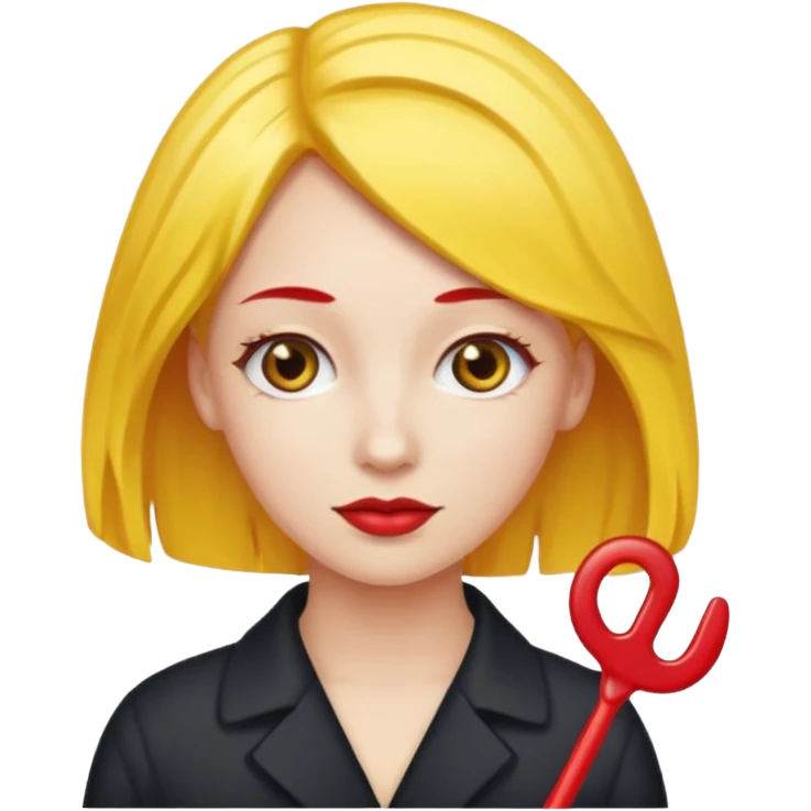 kırmızı toka takan kadın, sarı saçlı emoji