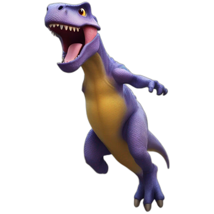 Cute dino jumping realistic in barcelona emoji