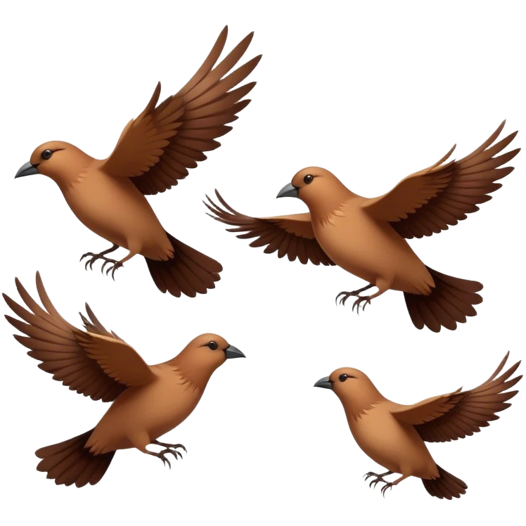 Three birds flying together in the sky, wings outstretched, moving in harmony, creating a peaceful and dynamic scene. emoji