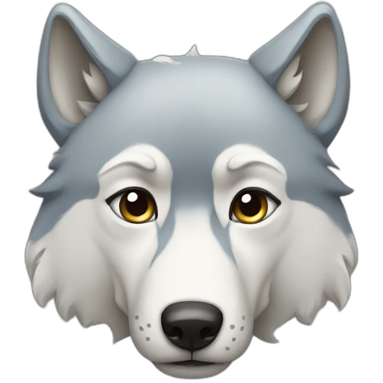 Sad wolf with milk on his face emoji