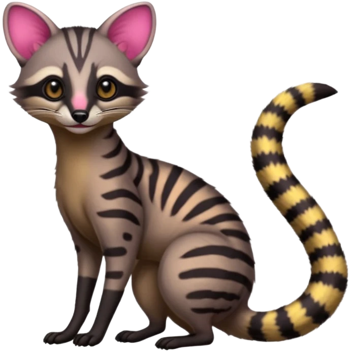 Neon colorful spicy animalistic realistic slender elegant pretty cute Genet-Civet-Cacomistl-hybrid (full body) emoji