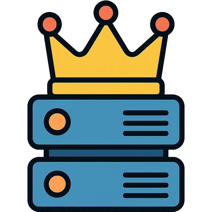 'King Server' logo with a crown and server elements emoji