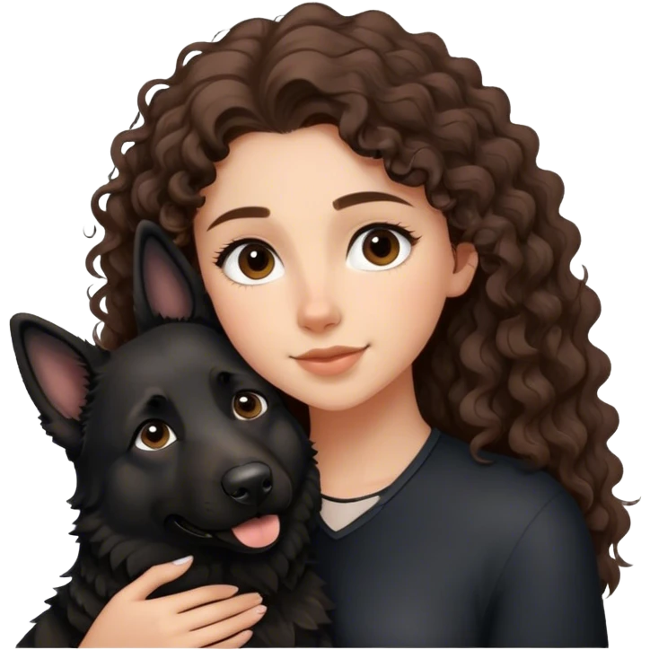 Black German Shepherd , Young Curly Long hair Woman mit umarmen  emoji
