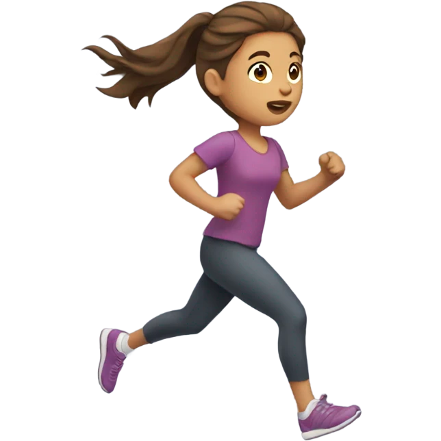 Girl with brown hair running emoji