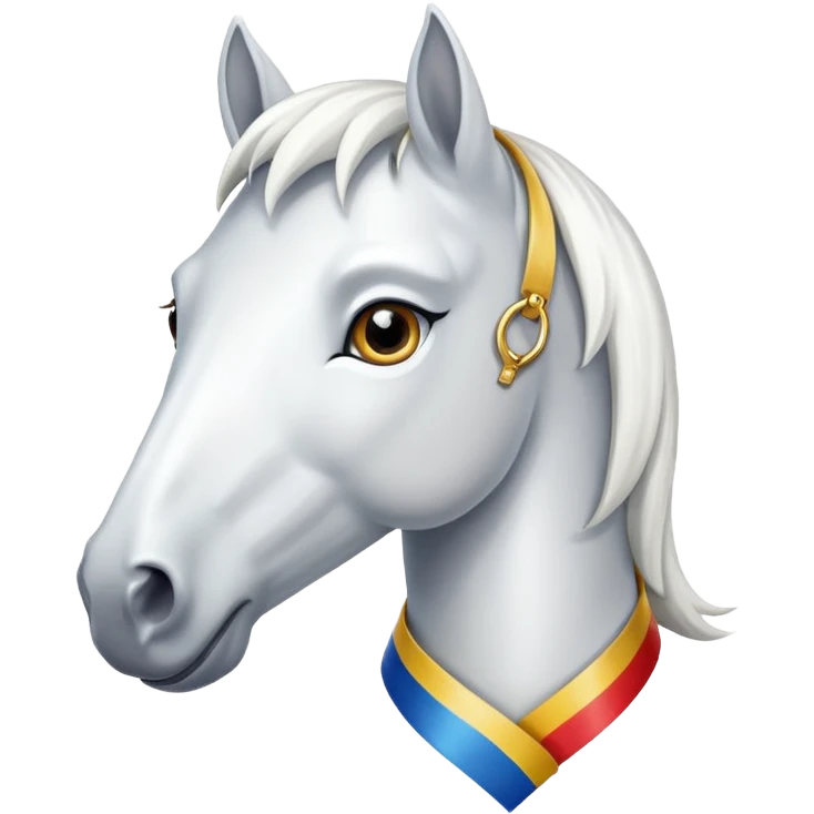 white horse’s face with winning thing emoji