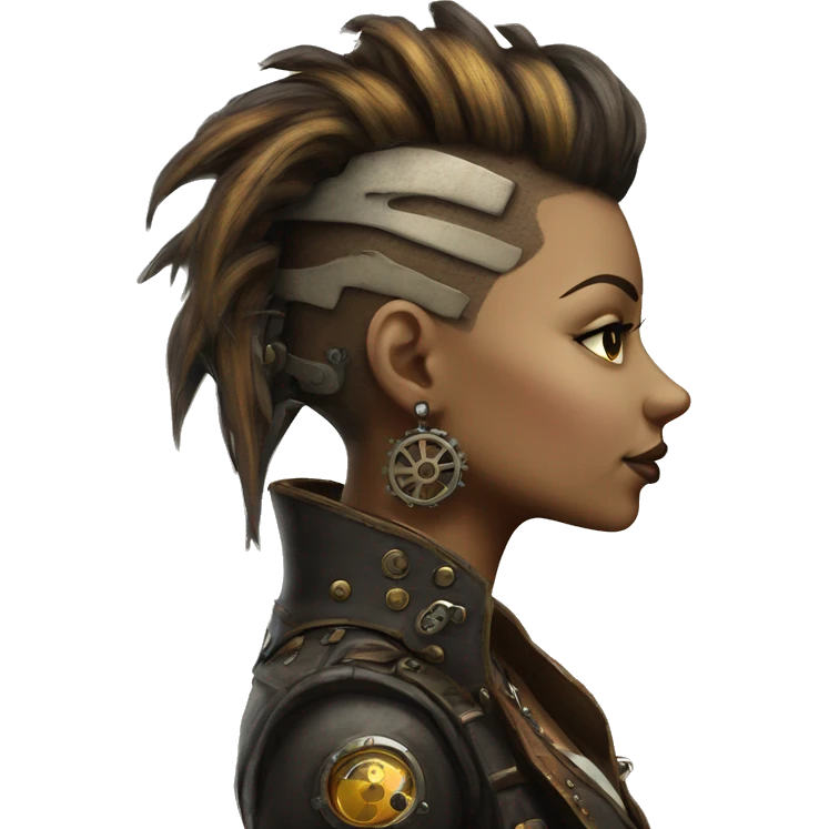 Photorealistic steampunk profile mohawk girl emoji