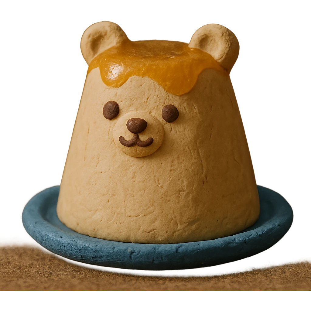 cute bear-shaped pudding, claymation style emoji
