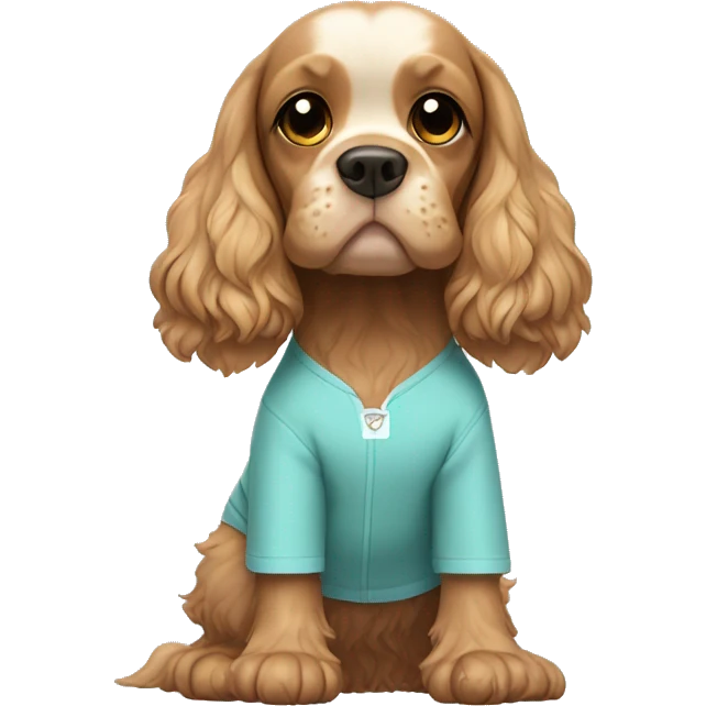 cocker spaniel wearing a yoga outfit emoji