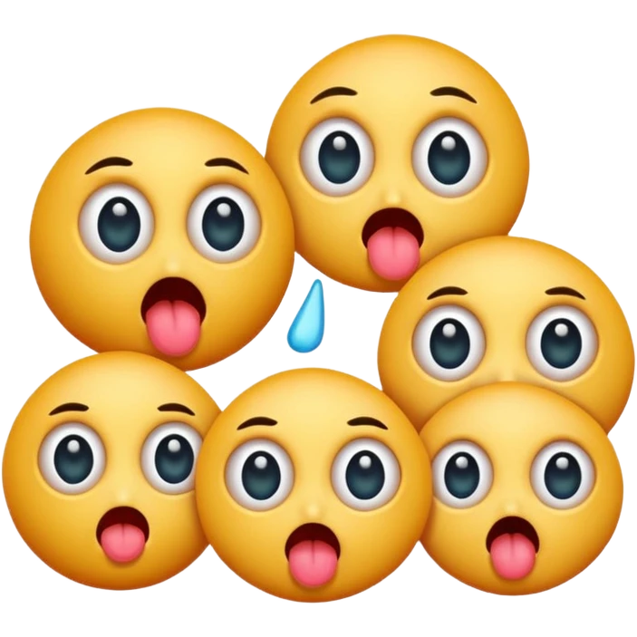 A group of germs all with their tongues out abd big eyes blushing emoji
