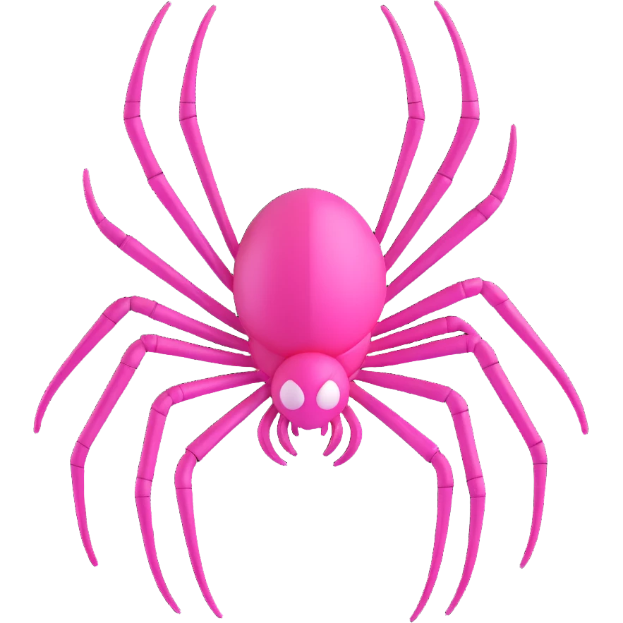 3D gothic spider with pink highlights, elegant and mysterious emoji